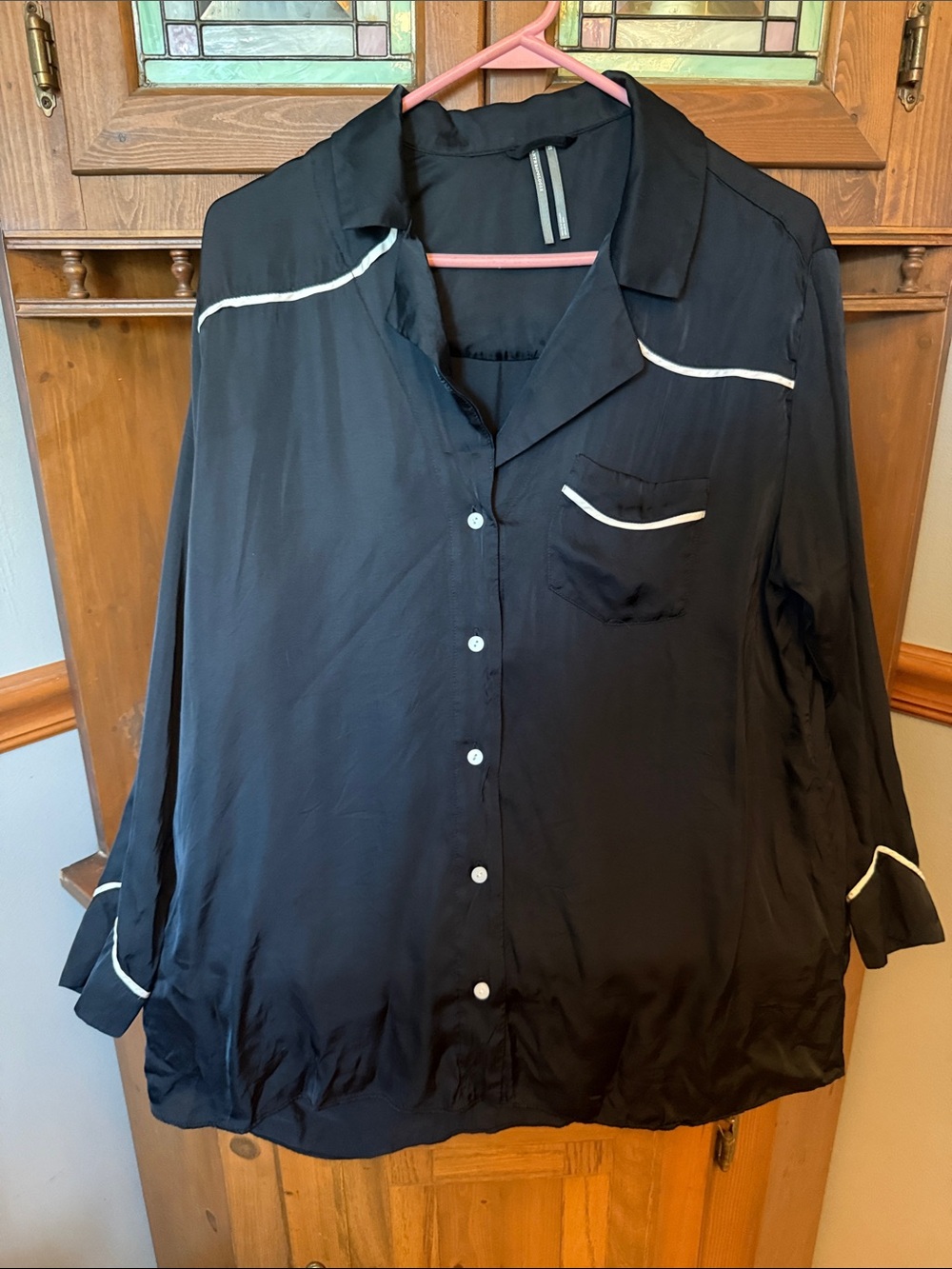 Anthropologie "Saddle Up" Western Style Button Up Silky Pajama Top/blouse XS